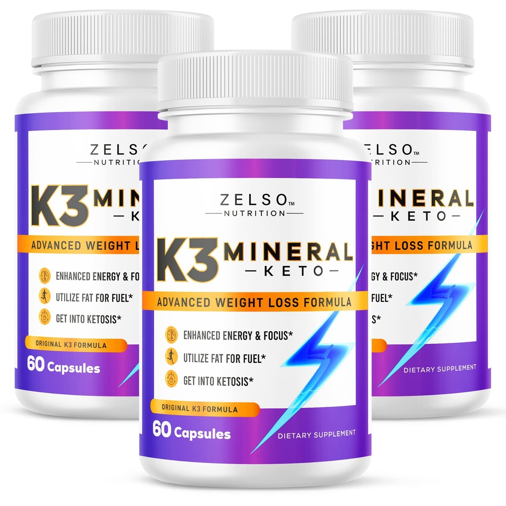 ZELSO (3 balení) K3 Minerální hubnutí pilulky pro ženy a muže, K3 Minerální pilulky - K3 Sůl Mineral, Vitamin + K3 Kapsle dodatek pro Keto Váha Ztráta - 3 měsíce Dodávka