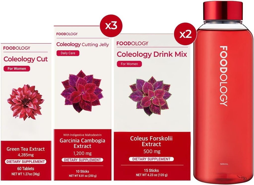 FOODOLOGIE RED Burning 1-Month Full Set / Coleology Cut (1ea) & Coleology Drink Mix (2ea) & Coleology řezání želé (3ea) $láhev vody (1ea)...
