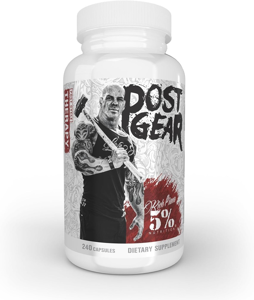 5% Nutrition Rich Piana Post Gear PCT Podpora Booster 124; Estrogen Blocker, Aromatase Inhibitor 124; Post Cycle Therapy Dodatek 124; DAA, DIM, Longjack, Strhující Nettle, Mléko Thistle, 240 Kapsle