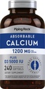 Piping Rock Calcium 1200 mg s vitaminem D3 CLAS124; 240 Softgels CLAS124; 5000 IU vitaminu D3 CLAS124; Absorbovatelné doplněk vápníku CLAS124; Non- GMO, gluten zdarma