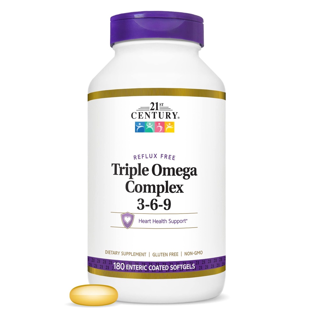 21. století Triple Omega Complex 3 6 9 Enteric Coated Softgels, 180 Count Bottle (22875)