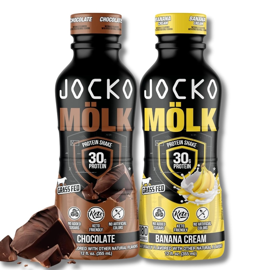 Jocko Fuel Mölk RTD protein shake Bundle - Čokoláda & banán krém (24 balení celkem)