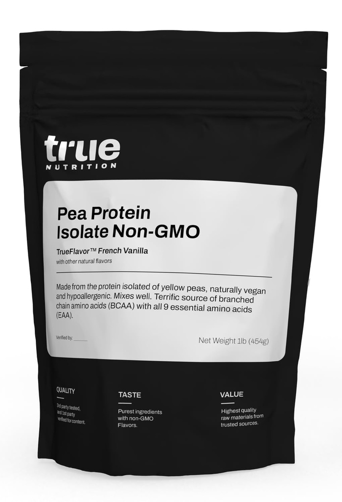 Pravý nutriční pein prášek izolát - 25g Non- GMO Vegan Protein prášek per Serving - Nízký karb, Nízký tuk, High Leucin - Gluten Free, mlékárenský, Soy Free - Francouzská vanilka - 1LB