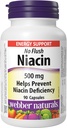 Webber Naturals No Flush Niacin Vitamin B3 Capsule, 500 mg 90 Počet