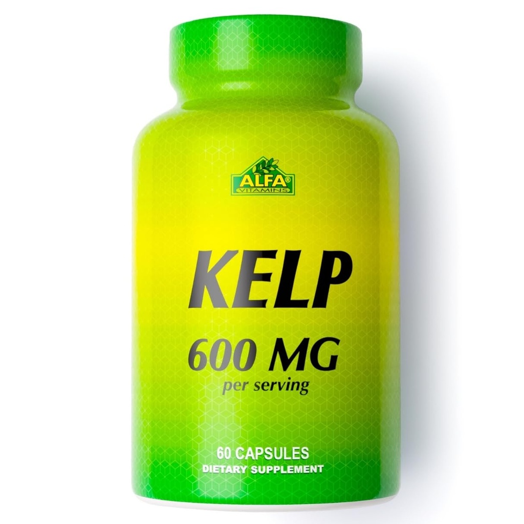 ALFA VITAMINS Kelp dodatek, 600mg Natural Seaweed Kelp (Ascophyllum Nodosum), bohatý na jód & Fucoidan, podporuje štítné a metabolické funkce, denní vitamíny pro wellness, non GMO, 90 tablet