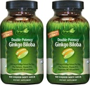 Irwin Naturals Double-Potency Ginkgo Biloba - 60 Liquid Soft- Gels - Brain, Focus & Circulation Support - 2 Pack