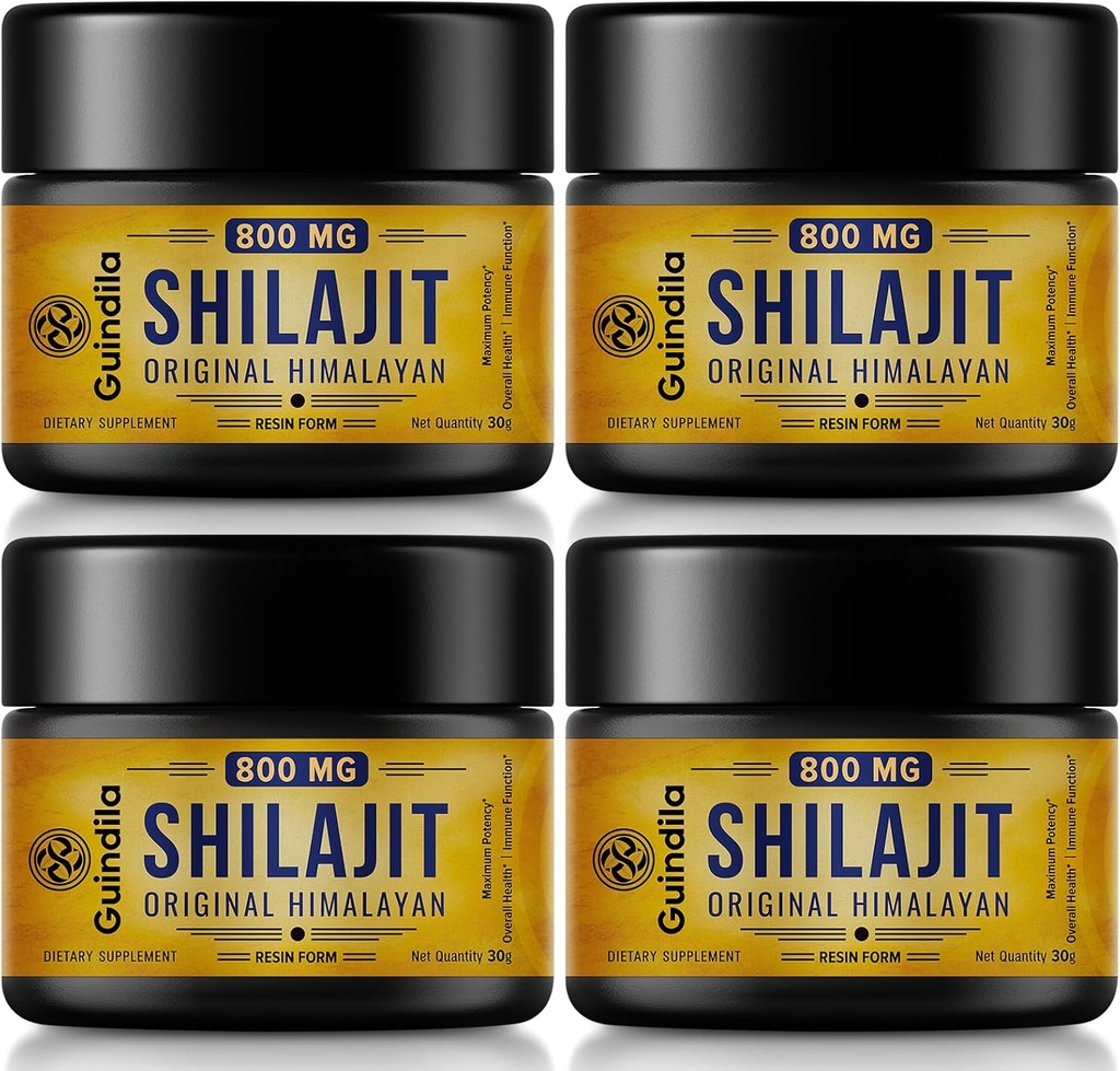 800mg Shilajit Supplement- Shilajit Pure Himalayan Shilajit Resin with Maximum Potency, Original from Himalayan with 85 + Trace Minerals & Fulvic Acid for Focus & Energy, Imunity, 4 Packs