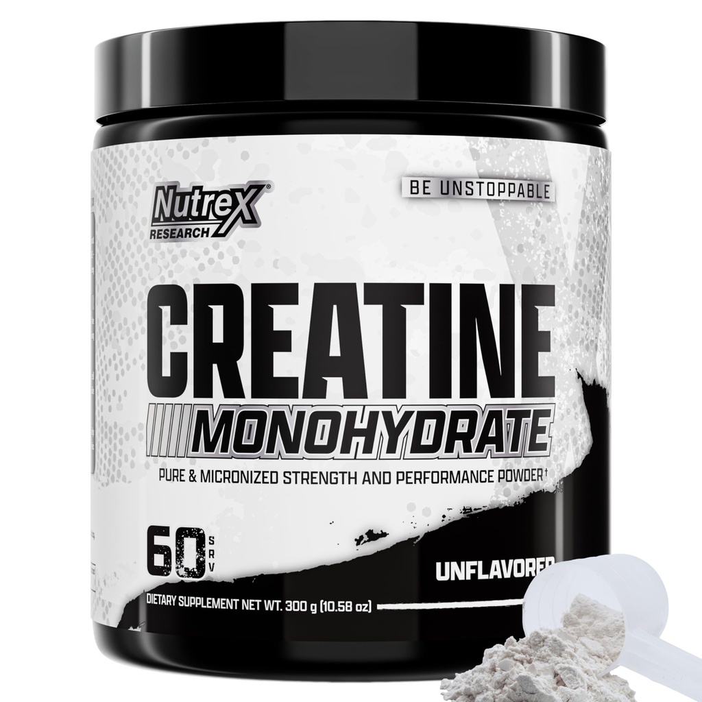 Nutrex Research Creatine Monohydrát Prášek 60 Doručování 124; Neochucené 5G Mikronizované Creatin Powder 124; Gluten zdarma