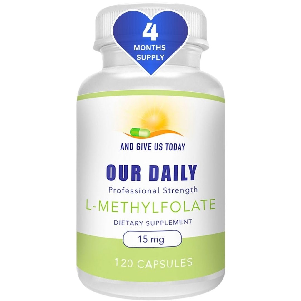 A dejte nám dnes naše DAILLY L- methylfolát 15 mg / 15000 mcg Maximální síla aktivní folát, 5-MTHF, Filler Free, gluten Free, Non- GMO, Vegetariánské kapsle (4 měsíce dodávky) (120)