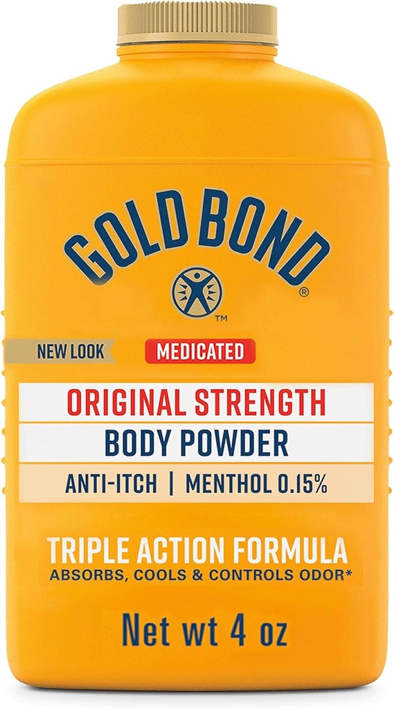 Gold Bond Medicated Original Force Body Powder, 4 oz., Talc-Free, Anti- Itch, Absorbs & Cools