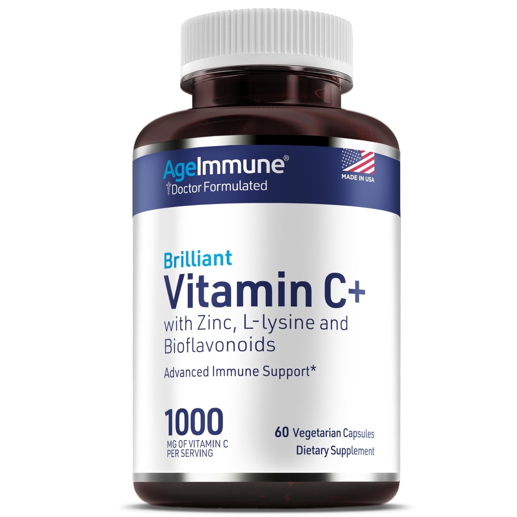Vitamin C 1000mg Komplex s L- Lysin 500mg, zinek 12mg, bioflavonoidy 300mg. Lékařský substituovaný hořčík Stearate zdarma doplňky pro zdravou imunitní systém Podpora. (1)
