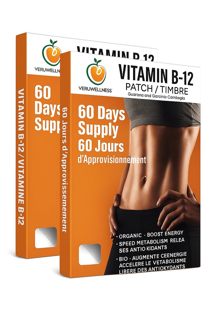 Veru Wellness B12 Patch - Energy Boost (2-Pack) - 120 Day B12 Patch - No Caffeine