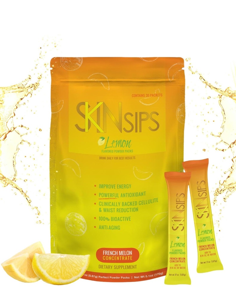 Kůže Zdraví & Energy Boost Drink Mix- Sugar Free, SOD B (TM), Antioxidanty z francouzského Melon koncentrátu, Na Go Stick Packs, Lemon, 30 Pack