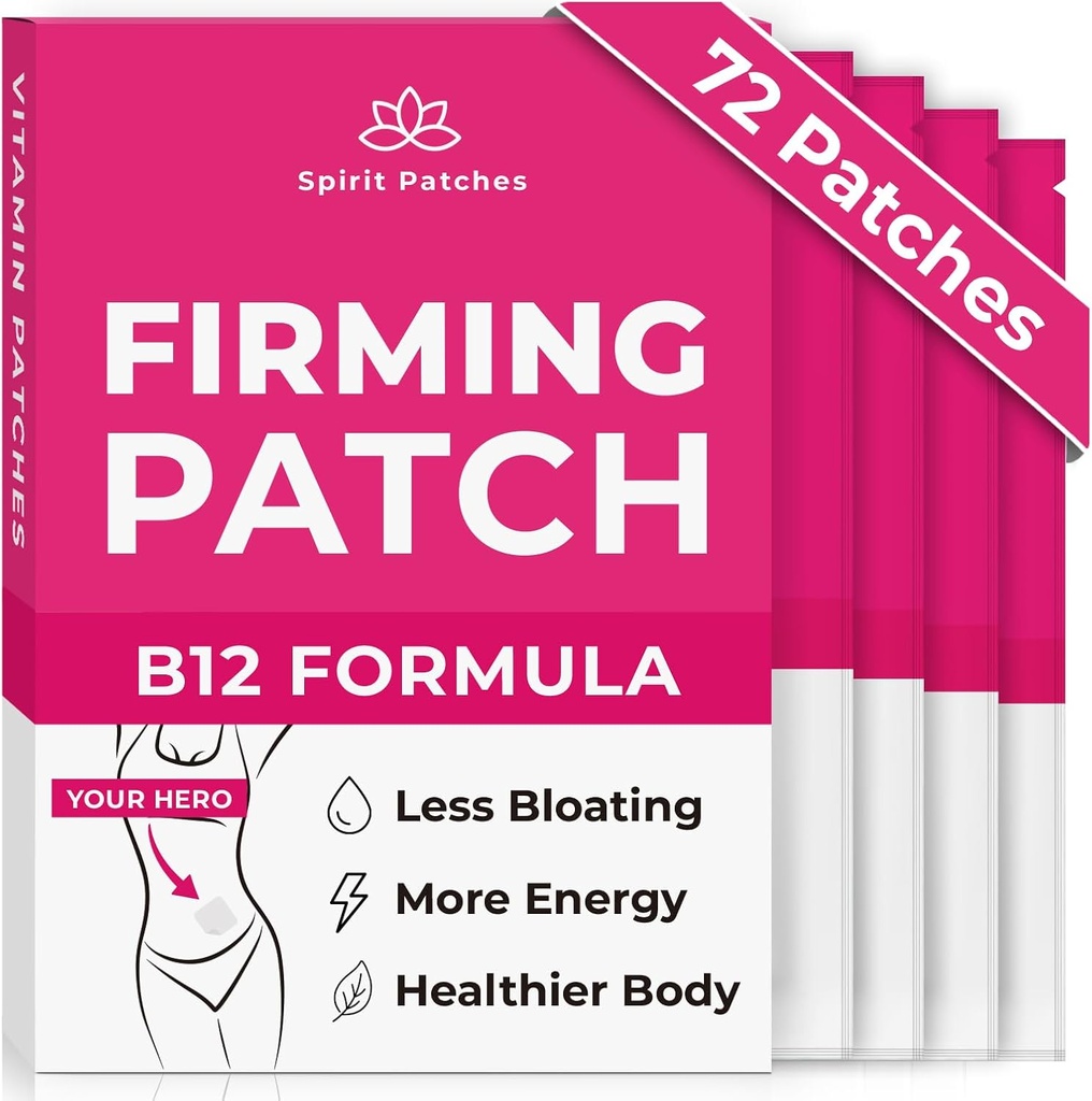 Upevnění B12 Záplaty (balení 72) - 100% přírodní vitaminová Patch pro ženy, Podpora energie a těla, Self- Adhesive Transparentní Nálepky - Vylepšený vzorec