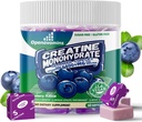 Creatine Monohydrát Soft Chews Complex 6400mg pro muže a ženy - Advanced Formule W / L- Taurin + vitamín B12, Bezcukrový žvýkací doplněk, 60 Blueberry Softchews
