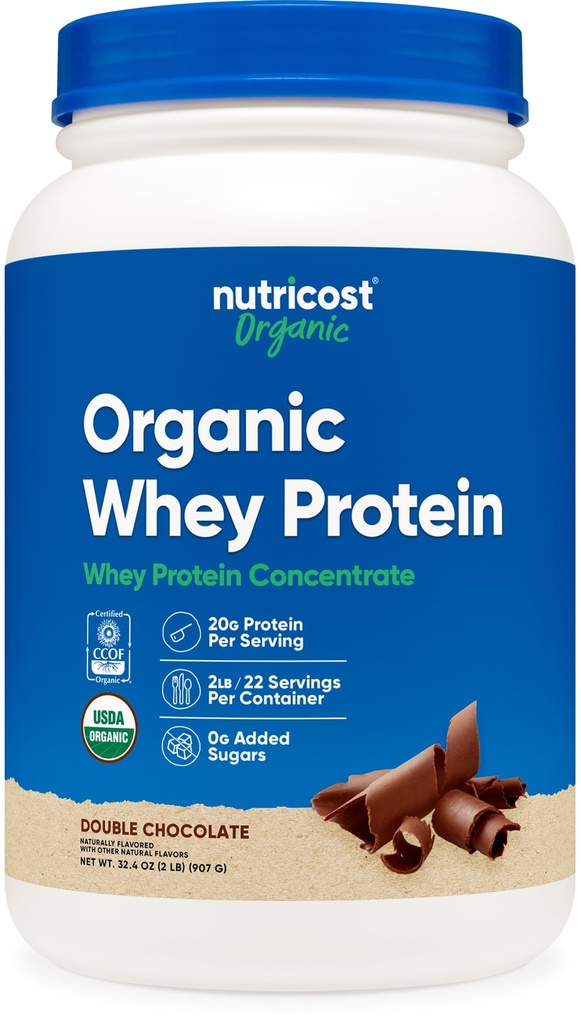 Nutricost Organic Whey Protein koncentrát, Double Chocolate ochucené, (2LBS) - gluten- Free, Non- GMO