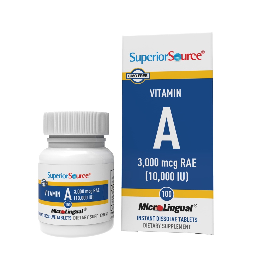 Superior Source Vitamin A 10,000 IU - Doplněk péče o oči - Také podporuje imunitní, kůže a zdraví kostí - Non- GMO & gluten- Free - 100 mikrolingválních tablet