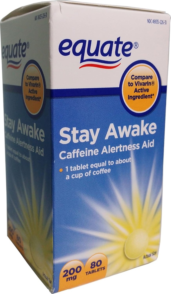 Equate Stay Awake Caffeine Alerness Aid, 80 tablet, 200 mg