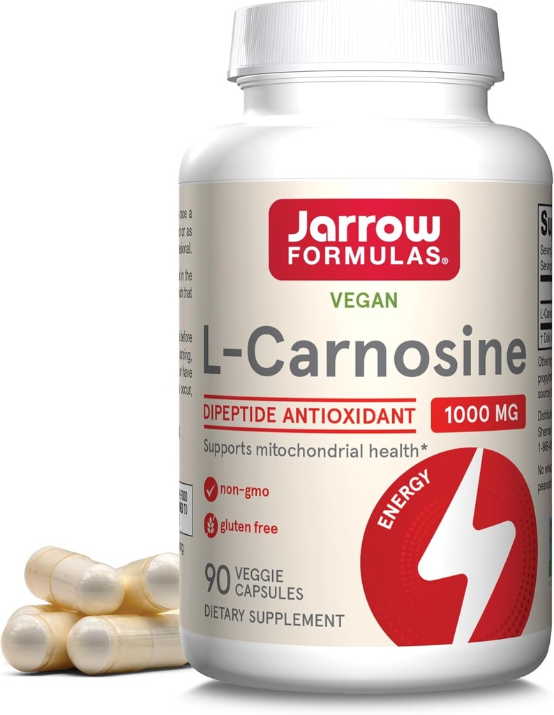 Jarrow Installas ® L- Carnosinus Dipeptid Antioxidant 1000 mg, Dietní dodatek, Antioxidant Podpora pro mitochondriální zdraví, 90 Veggie Kapsle, Až 45 denní zásobování