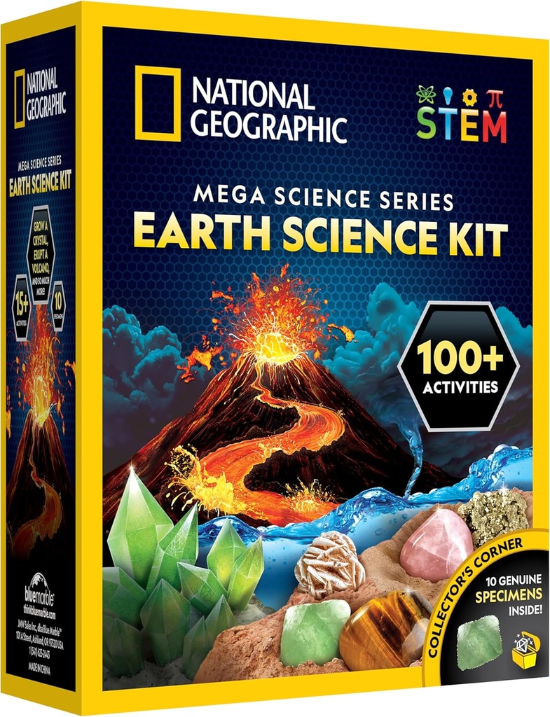 National Geographic STEM Science Kit - 15 + Experiments, Crystal Growing, Volcano Kit, Dig kits & Gemstones for Kids - Exkluzivní