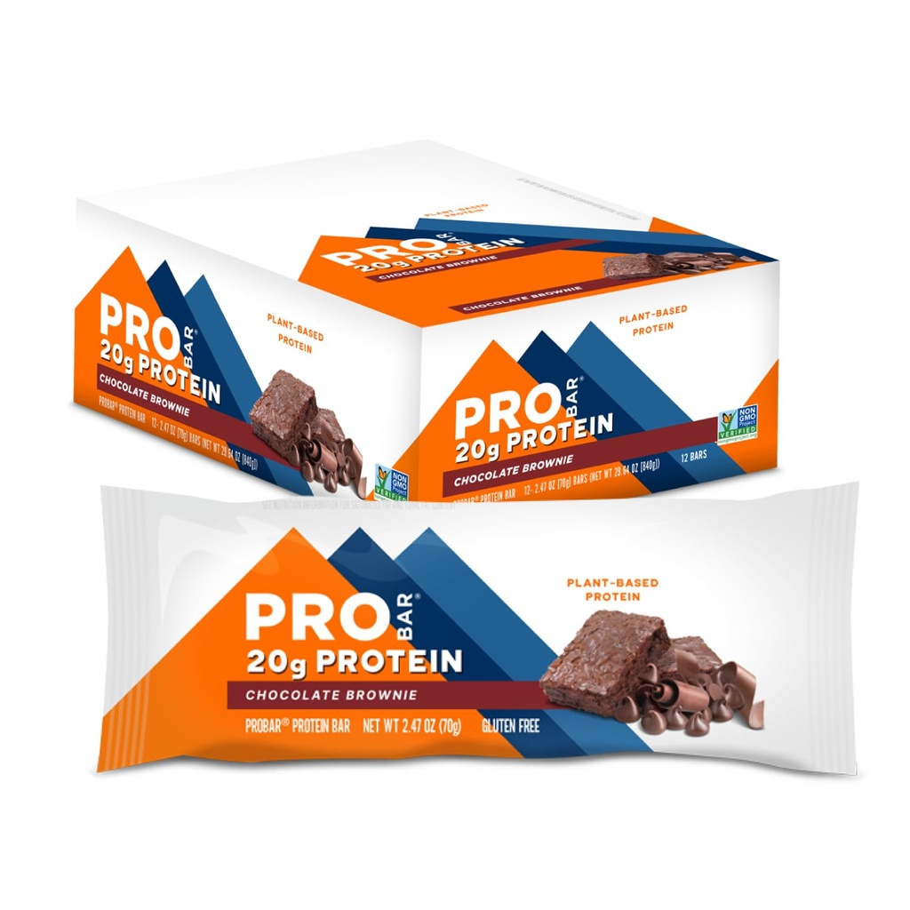 PROBAR - PROTEIN Bar, Čokoládový Brownie, Non- GMO, gluten- Free, Zdravý, Plant- based, Whole-Food Ingredients, Natural Energy (12 Počet)