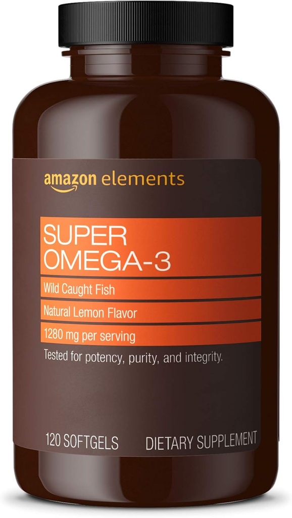Prvky Super Omega33, EPA & DHA Omega33 mastné kyseliny (1280 mg na servírování, 2 tanga), Natural Lemon Flavor, 120 Počet (Balení se může lišit)