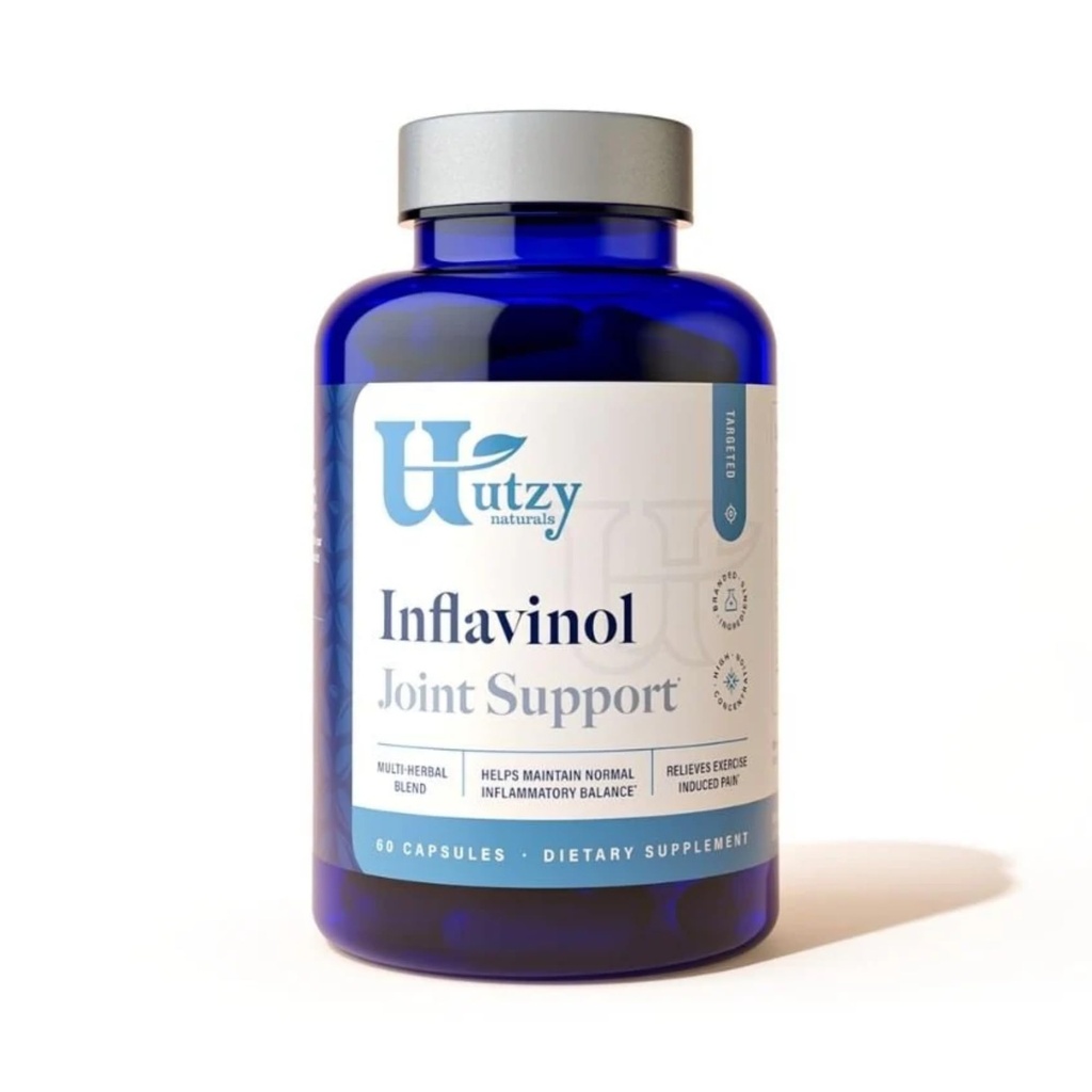 Utzy Naturals Inflavinol 124; Společná podpora dodatek 124; s Ginger, Devils Claw (s harpagosids), Boswellia serrata (jako Casperome ®), & Rosemary (jako AquaROX ®)