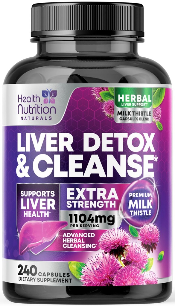 Jemné vyčištění jater Detox & opravy Formule - Pokročilý doplněk pro podporu jater se Silymarin Mléko Thistle, Kořen pampelišky, Artyčoky extrakt, kurkuma, Cholin, & Beetroot - 240 Veggie Kapsle