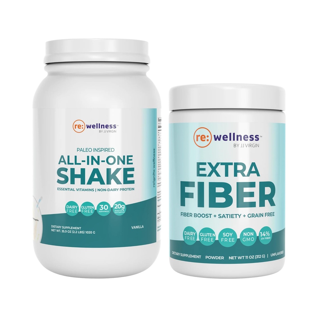 Reignite Wellness od JJ Virgin Vanilla Paleo- Inspirovaný All- in- One Shake a Extra Fiber Powder Dodatek