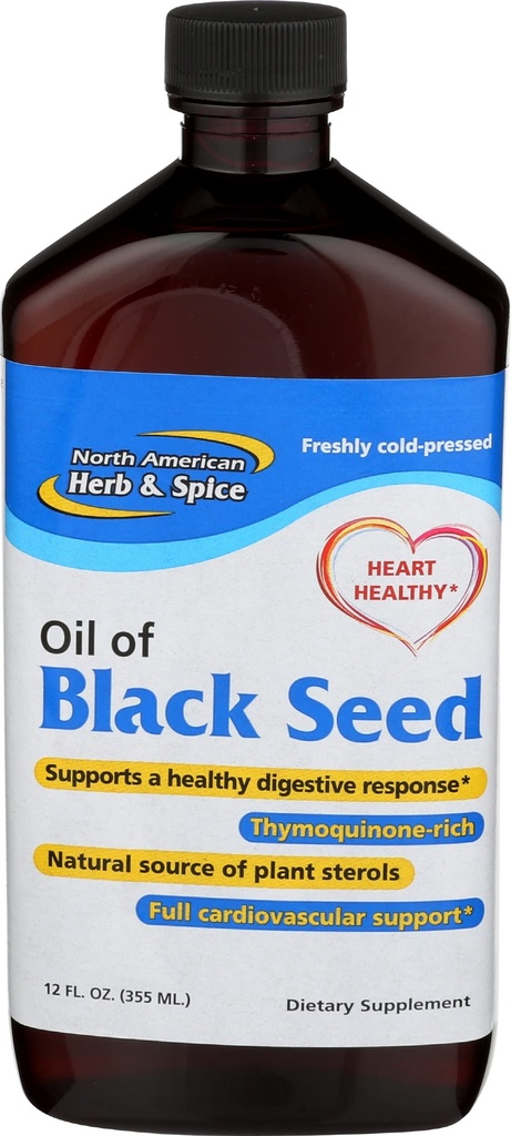 Severoamerický Herb & Spice Black Seed Oil - 12 fl. oz. - Kardiovaskulární, stravovací a imunitní podpora - Obsahuje Wild, Mediterranean Oreganol P73 Oregano Oil - Non- GMO - 72 Total Servings