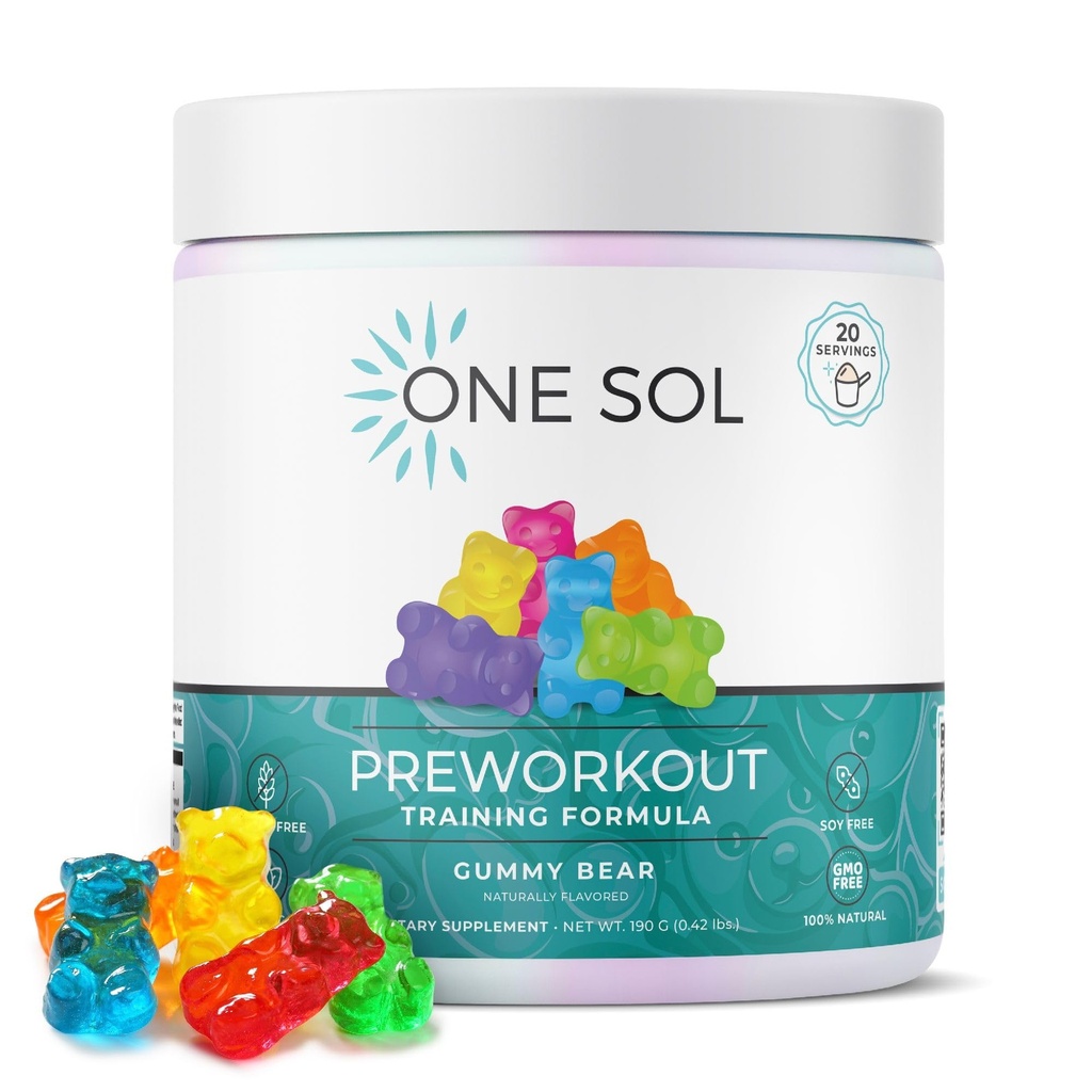 Jeden Sol Pre- cvičení pro ženy, Vylepšené čerpadlo & Focus, Žádné Jitters nebo Crash, Přírodní ingredience, 100% Vegan, gluten zdarma & Soy zdarma, (Gummy Medvěd)