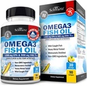 Triple Strength Omega 3 Fish Oil 3000mg - High potency Omega 3 Doplněk pro ženy a muže, Bezdrátový Lemon Flavor Fish Oil - 2250mg Essential Fatty Acids with DHA & EPA, Wild Caught, 90 Softgels