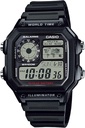 Casio AE1200WH Series CLAS124; Pánské digitální hodinky 124; 100M WR CLAS124; Multi Alarms CLAS124; 100 SEC Stopwatch CLAS124; Countdown Timer CLAS124; Světová mapa pro World Time 124; LED Light CLAS124; LC Analog Display 124; 10 Rok Baterie