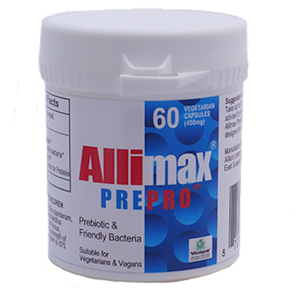 ALLIMAX Pre Pro - 60 kaps. Stabilizovaná alicin Plus prebiotika, probiotika a trávicí enzymy.