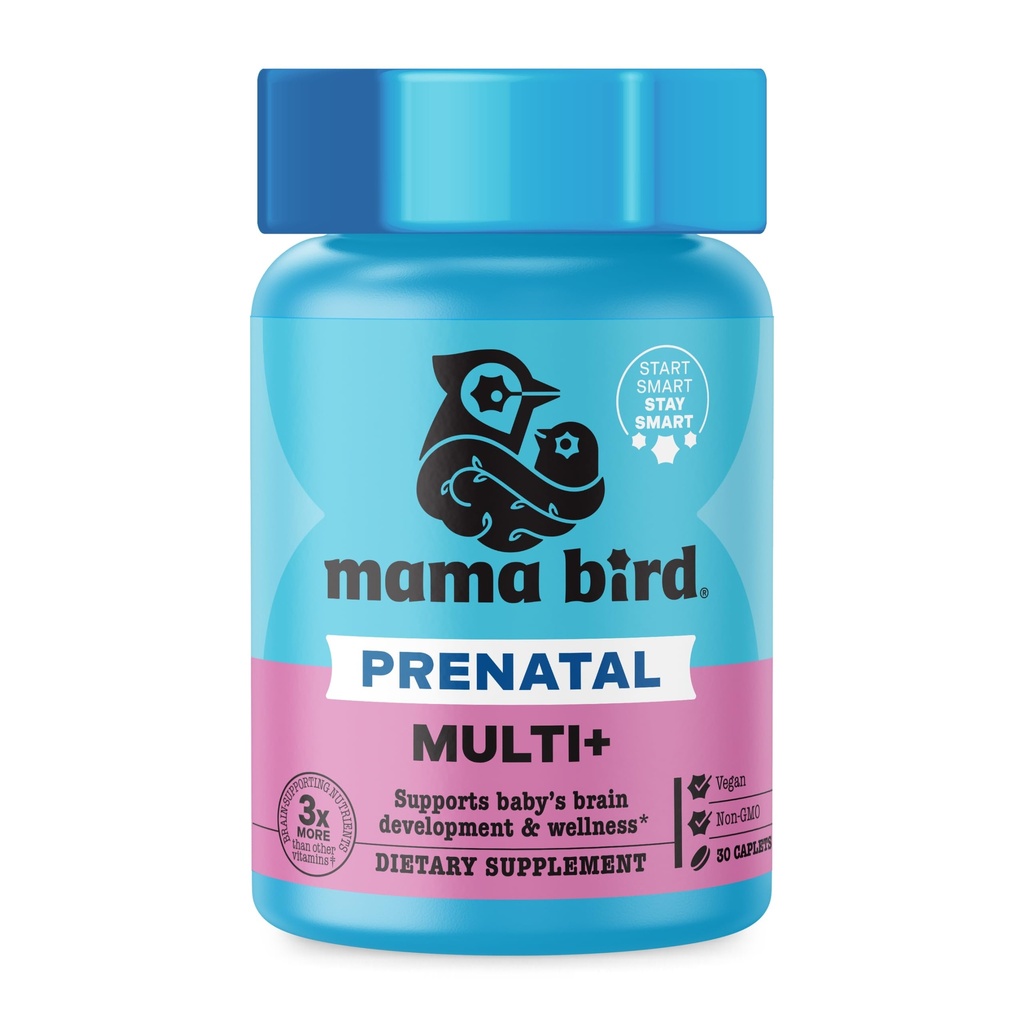 Nejlepší Nest Wellness Mam Bird Prenatal Multi Plus - Prenatální doplněk péče podporuje Brain & Digestivní zdraví - Vegan Multivitamin s L-Methylfolátem, Probiotika & Více - 30 Kapsle (30 Služeb)