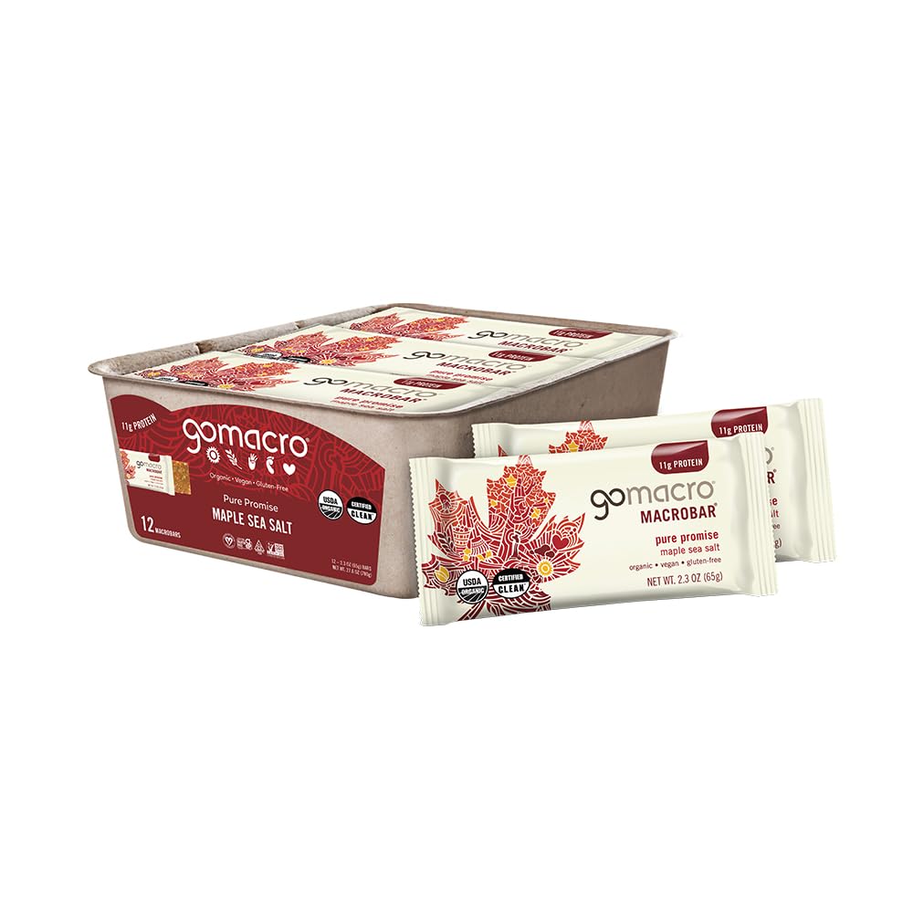 GoMacro MacroBar Organic Vegan Protein Bars - Maple Sea Salt (2.3 Ounce Bary, 12 Počet)