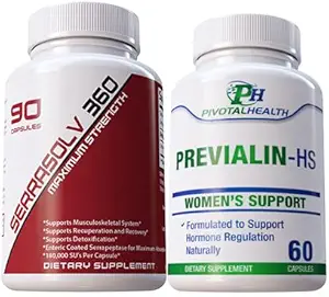Serrraolv 360: Extra síla Fibriod Package - Rozpusťte fibroidy rychle (Serrasolv 360 90 Cap & Previalin 60 Cap) Také pomáhá s nadýmání, Nepohodlí a vyvážení hormony