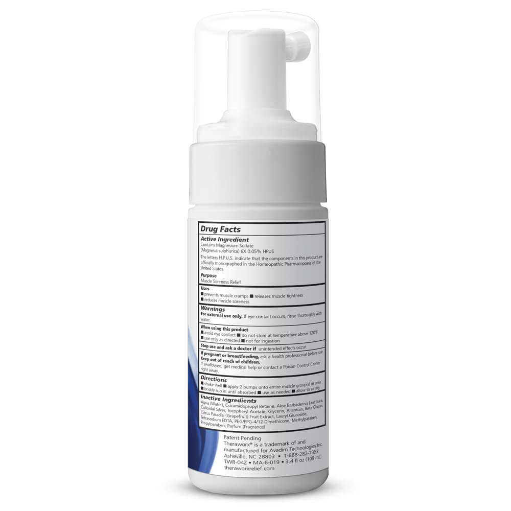 TERAWORX Relief Fast- Zastupující pěna pro nohy a nohy křeče a svalová bolestivost, 3.4oz cestovní velikost