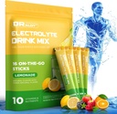 Sugar Free Electrolytes Powder with Natural Flavors, 3X Rapid Hydration Packets with 10 Electrolyte & Vitamins, Liquid Daily IV, Non- GMO, Gluten- Free, Keto, Vegan, 16 Sticks, Lemon