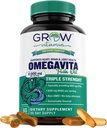růst vitaminu OmegaVita Fish Oil: 800 mg EPA 600 mg DHA Omega 3 dodatek pro srdce, Brain & Imunitní podpora, Absorbovatelné Triple Strength Fish Oil Dodatek - 2000 mg per Serving, 30 Day Supply
