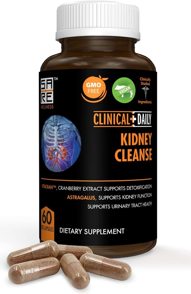 Klinické denní Bylinné Ledviny Čištění Detox dodatek, organické vitaminy s brusinkou, Astragalus, Uva Ursi pilulky pro močové měchýře zdraví žen & Men- 60 Vegan Kapsle