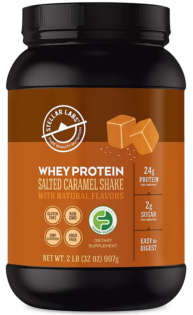 Star Labs Syrovátkové bílkoviny prášek s BCAA & Syrovátka izolát 124; Certified Low FODMAP, Non GMO, gluten Free, Soy Free, Nízký karb, Keto, se Stevia 124; Všechny přírodní Lean Post cvičení shake 124; Salted Karamel