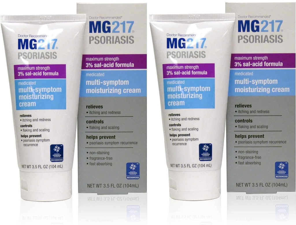MG217 Medikované hydratační psoriáza krém s 3% Salicylic acid, Multi- Symptom, Fragrance Free, 3.5 Fl Oz, (5604) (Balení po 2)
