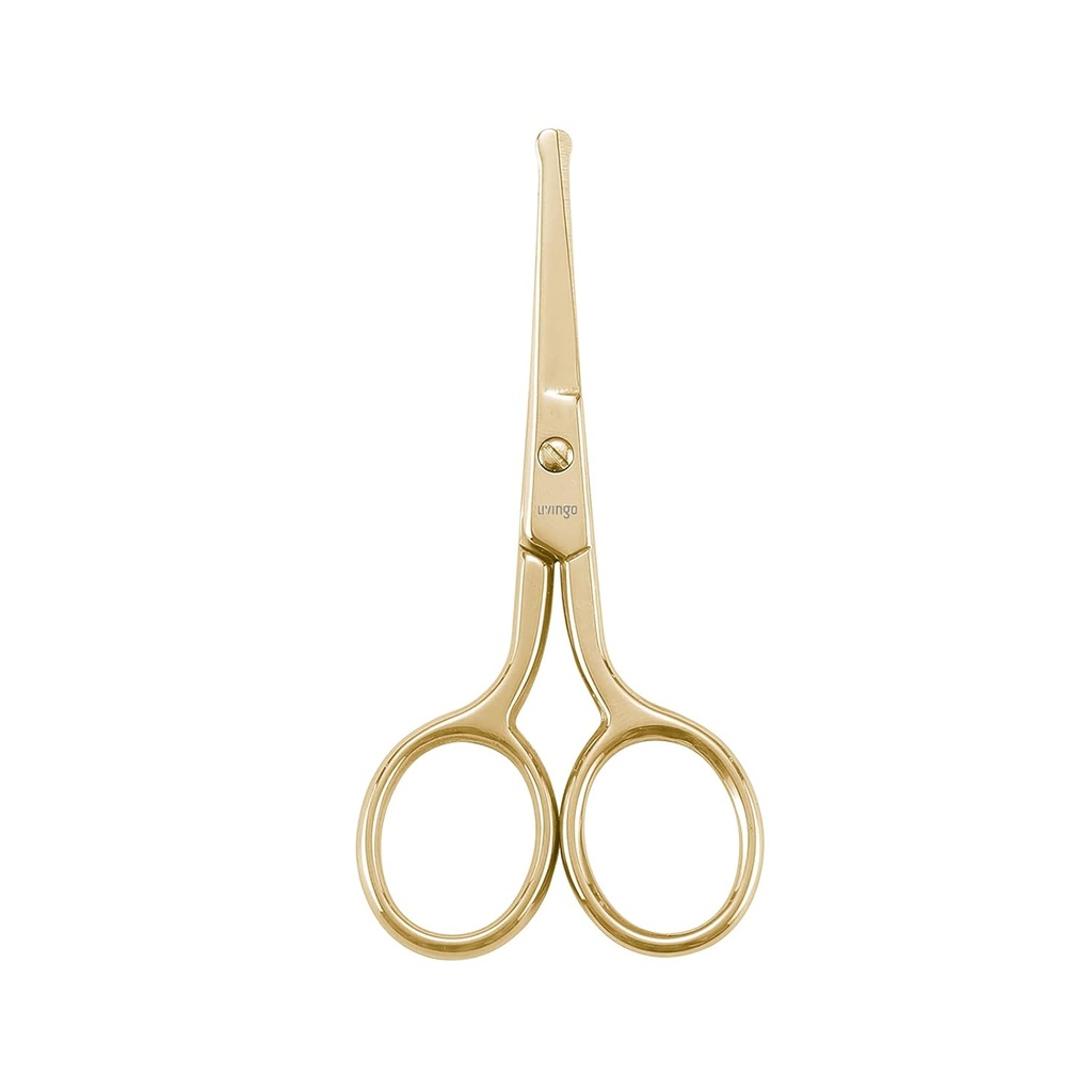 LIVINGO Profesionální Nosní nůžky na vlasy, Víceúčelové nerezové ocelové zaoblené Tip Straight Blade, Obličejové obočí vousy Ucho Trimming Beauty Grooming nástroj pro muže a ženy, 3.5 "Zlato