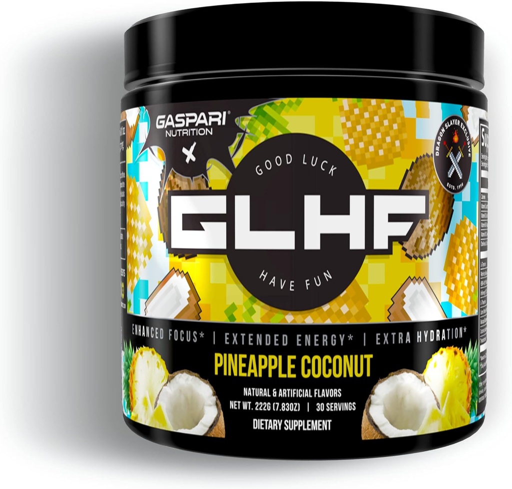 Gaspari Nutrition x GLHF Gaming Energy, Enhanced Focus, Extra Energy, Improved Hydration (30 Servings) (Ananas Coconut)