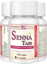 Senna Tablety 100 Ct. Ct. 124; Přírodní rostlinný laxativní [Made in USA] Dusík 124; Laxativy pro zácpu, Colon Cleanser, Detox Cleanse, Polévka pro dospělé děti 8.6mg, Stool Softener Plus (1 lahvička)
