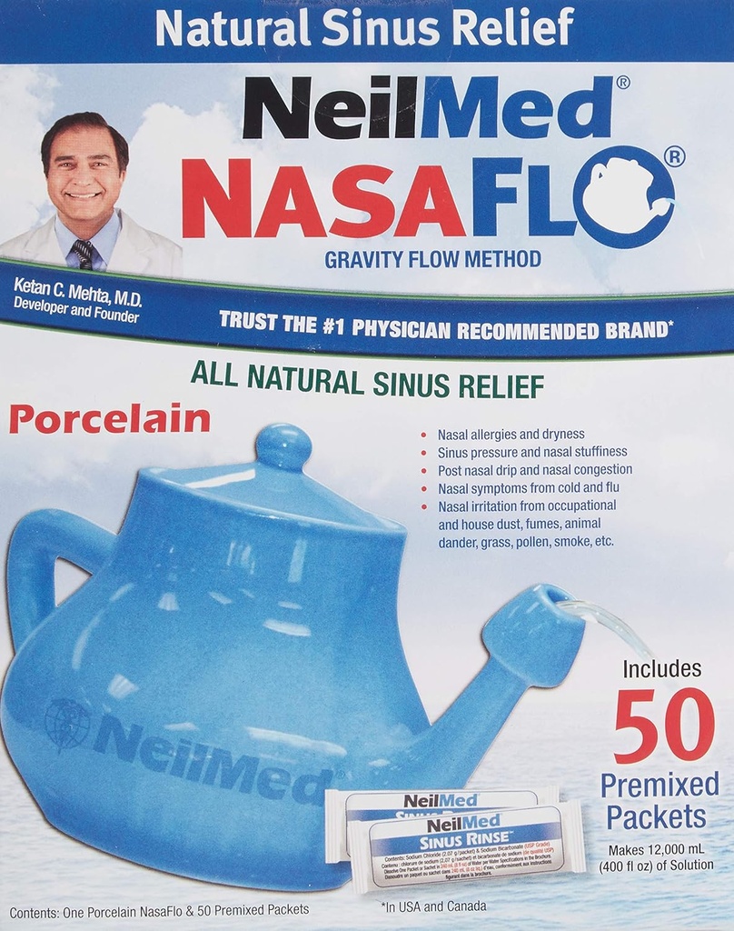 NeilMed Nasaflo Porcelain Neti Pot, 50 Počet (balení se může lišit)