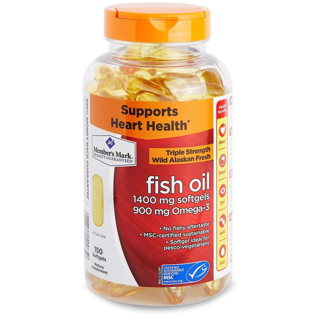 Member 's Mark - Omega 3, Fish Oil 1400 mg (900 mg EPA / DHA), Enteric Coated, 150 Softgels