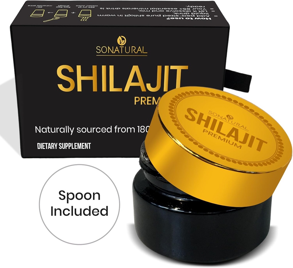 SONATURAL Shilajit Pure Himalayan Organic - 30g Premium 100% Pure Shilajit Resin with Fulvic Acid & 85 + Trace Minerals Complex for Energy & Immunication Support, (2 měsíce dodávky)