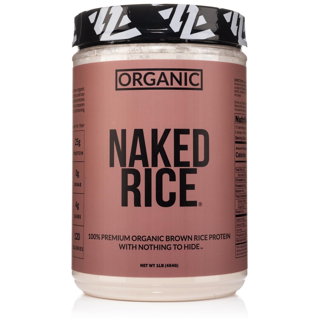 Naked Rice 1Lb - Organic Brown Rice Protein Powder - Vegan Protein Powder, GMO Free, gluten Free & Soy Free. Plant- based Protein, Žádné umělé přísady - 15 Služeb